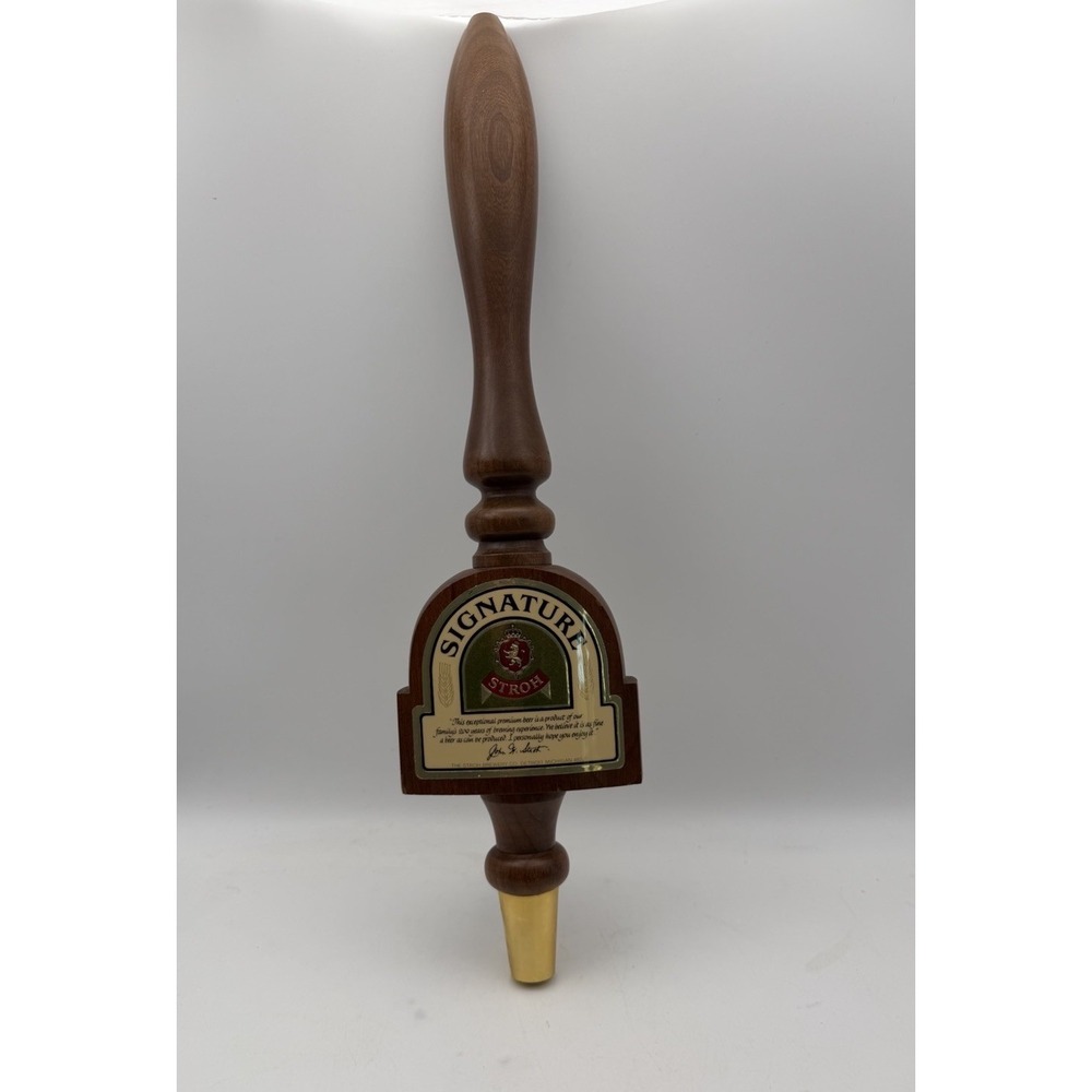 Vintage Stroh Signature Beer Tap Handle Wood Grain Draft Pull 13" Bar Pub